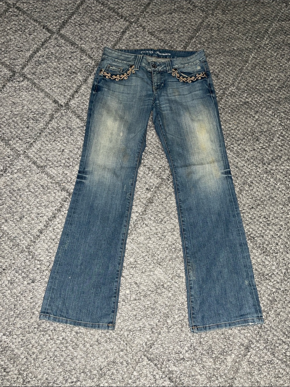 Guess Blue Embellished Flare Jeans